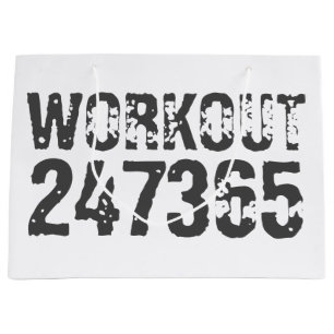 Worn out and scratched text Workout 247365 blue Large Gift Bag