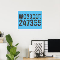 Worn out and scratched text Workout 247365 blue