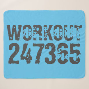 Worn out and scratched text Workout 247365 blue Sherpa Blanket