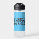 Worn out and scratched text Workout 247365 blue Water Bottle<br><div class="desc">Worn out and scratched text Workout 247365 in grey colour with blue background. Perfect for anyone who is lifting,  fitness,  training,  bodybuilding and going to the gym.</div>