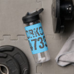 Worn out and scratched text Workout 247365 blue Water Bottle<br><div class="desc">Worn out and scratched text Workout 247365 in grey colour with blue background. Perfect for anyone who is lifting,  fitness,  training,  bodybuilding and going to the gym.</div>
