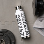Worn out and scratched text Workout 247365 blue Water Bottle<br><div class="desc">Worn out and scratched text Workout 247365 in grey colour with blue background. Perfect for anyone who is lifting,  fitness,  training,  bodybuilding and going to the gym.</div>