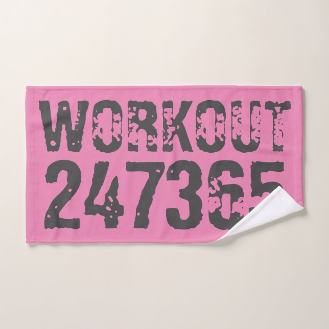 Worn out and scratched text Workout 247365 pink Bath Towel Set (Hand Towel)