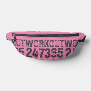 Worn out and scratched text Workout 247365 pink Bum Bags