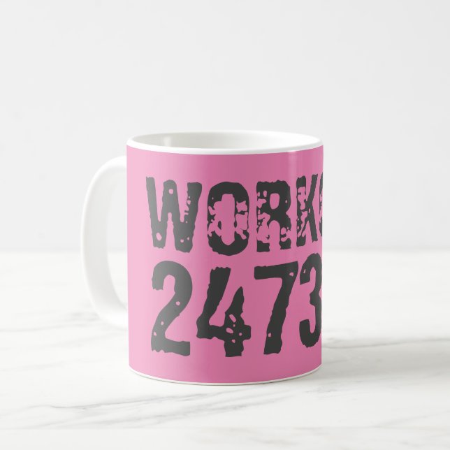 Worn out and scratched text Workout 247365 pink Coffee Mug (Front Left)