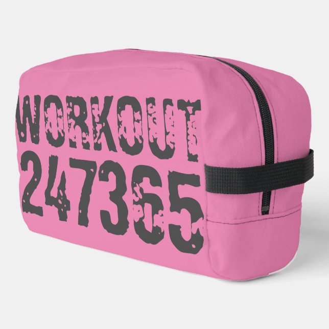 Worn out and scratched text Workout 247365 pink Dopp Kit (Left Corner)
