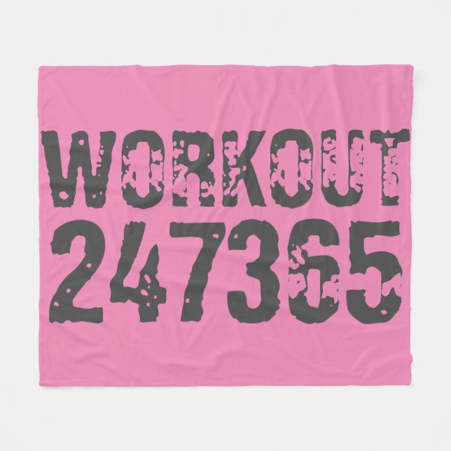 Worn out and scratched text Workout 247365 pink Fleece Blanket (Front (Horizontal))