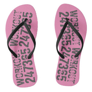 Worn out and scratched text Workout 247365 pink Jandals