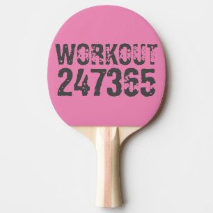 Worn out and scratched text Workout 247365 pink Ping Pong Paddle