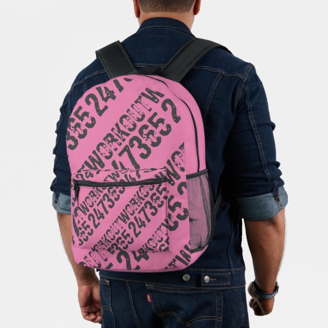 Worn out and scratched text Workout 247365 pink Printed Backpack (Insitu (Model))