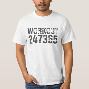 Worn out and scratched text Workout 247365 pink T-Shirt