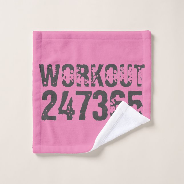 Worn out and scratched text Workout 247365 pink Wash Cloth (Wash Cloth)