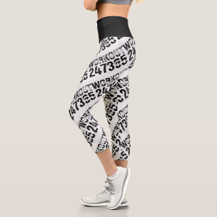 Worn out and scratched text Workout 247365 rustic Capri Leggings