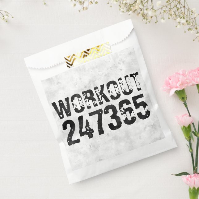 Worn out and scratched text Workout 247365 rustic Favour Bags (Sealed)