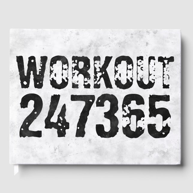 Worn out and scratched text Workout 247365 rustic Guest Book (Front)
