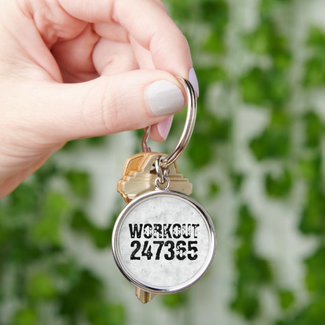 Worn out and scratched text Workout 247365 rustic Key Ring (Hand)
