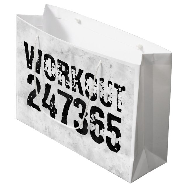Worn out and scratched text Workout 247365 rustic Large Gift Bag (Front Angled)