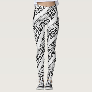 Worn out and scratched text Workout 247365 rustic Leggings