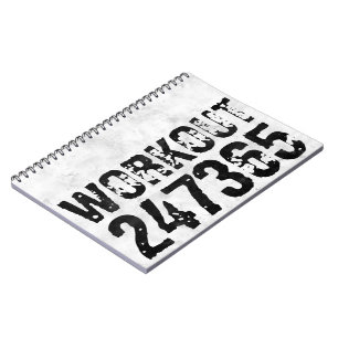 Worn out and scratched text Workout 247365 rustic Notebook
