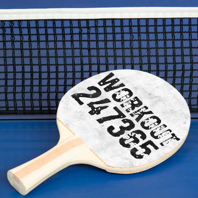 Worn out and scratched text Workout 247365 rustic Ping Pong Paddle (Insitu)