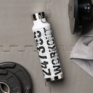 Worn out and scratched text Workout 247365 rustic Water Bottle