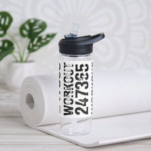Worn out and scratched text Workout 247365 rustic Water Bottle