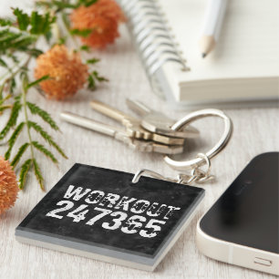 Worn out and scratched text Workout 247365 vintage Key Ring