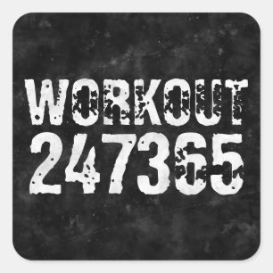 Worn out and scratched text Workout 247365 vintage Square Sticker