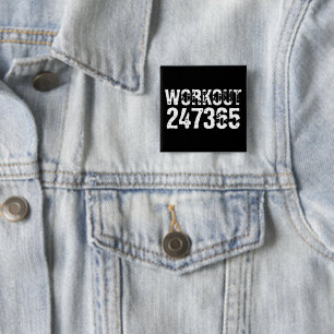 Worn out and scratched text Workout 247365 white 15 Cm Square Badge