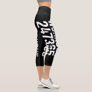 Worn out and scratched text Workout 247365 white Capri Leggings