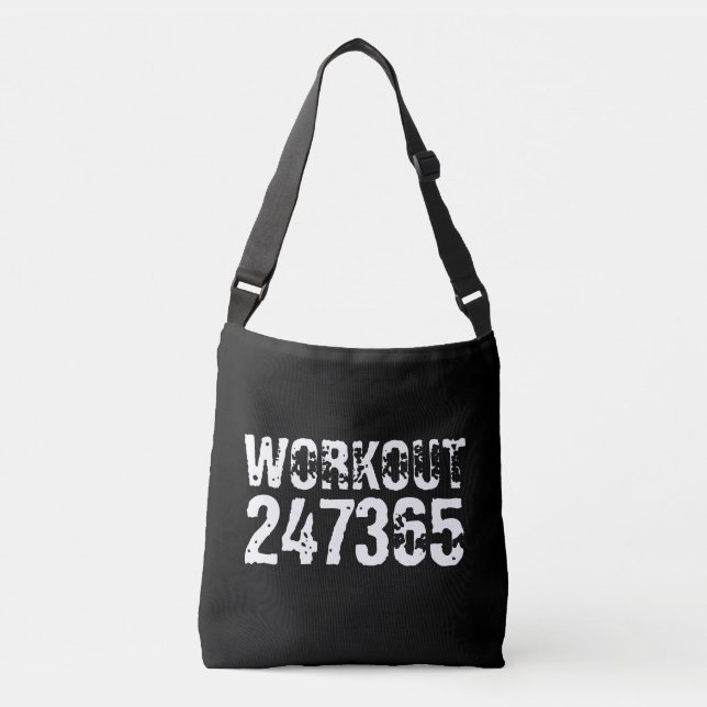 Worn out and scratched text Workout 247365 white Crossbody Bag (Front)