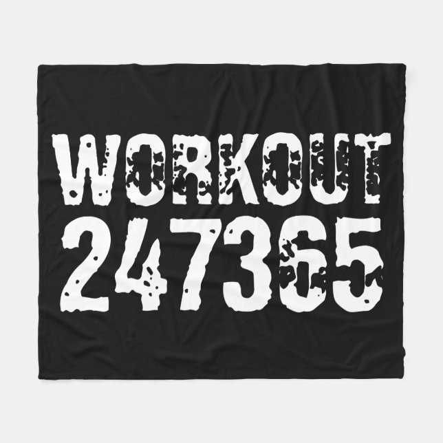 Worn out and scratched text Workout 247365 white Fleece Blanket (Front (Horizontal))