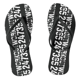 Worn out and scratched text Workout 247365 white Jandals