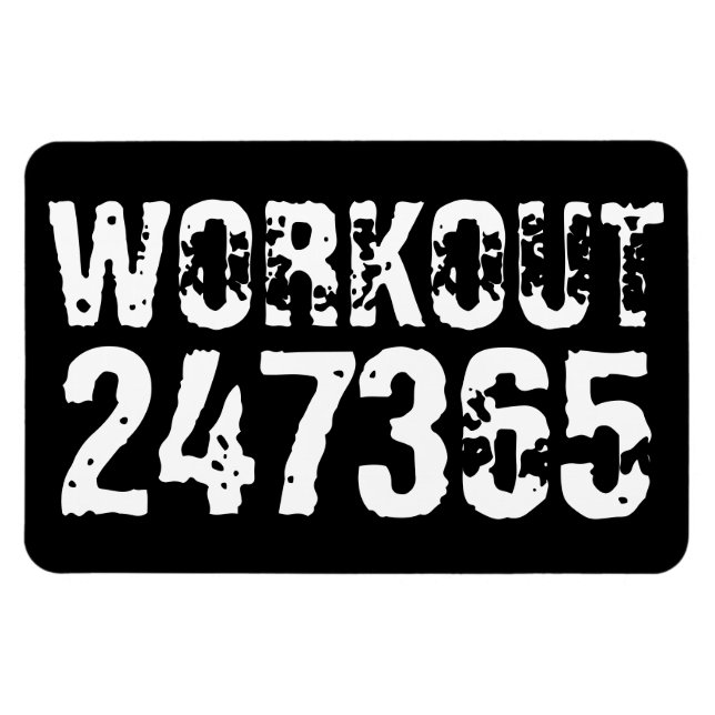 Worn out and scratched text Workout 247365 white Magnet (Horizontal)