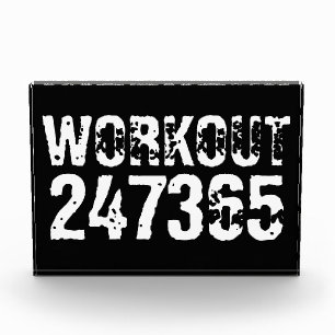 Worn out and scratched text Workout 247365 white Photo Block