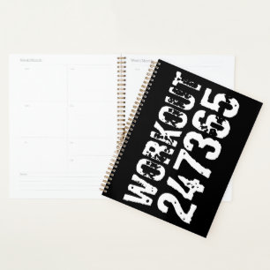 Worn out and scratched text Workout 247365 white Planner