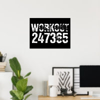 Worn out and scratched text Workout 247365 white