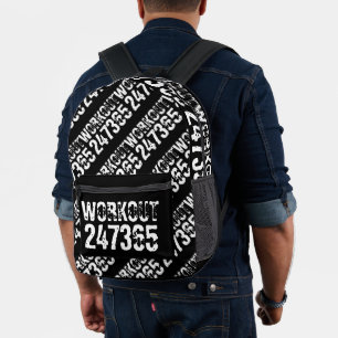 Worn out and scratched text Workout 247365 white Printed Backpack