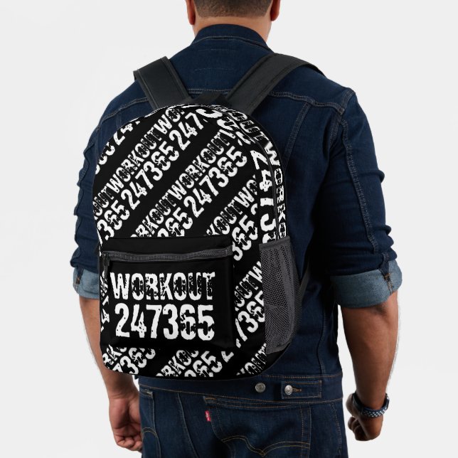 Worn out and scratched text Workout 247365 white Printed Backpack (Insitu (Model))