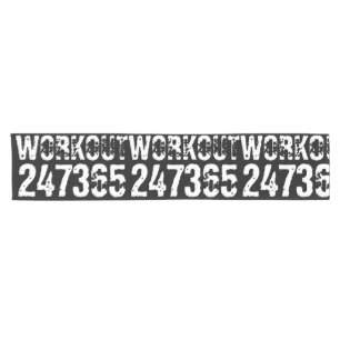 Worn out and scratched text Workout 247365 white Short Table Runner