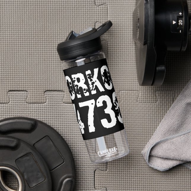 Worn out and scratched text Workout 247365 white Water Bottle (Gym)