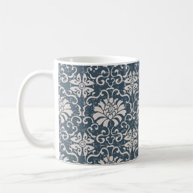 Worn out antique seamless background botanic spira coffee mug (Left)