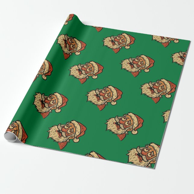 Worn Out Santa Christmas Wrapping Paper (Unrolled)