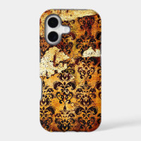 Worn-out Vintage Grunge Damask Pattern
