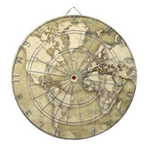 Worn Paper World Map Dartboard