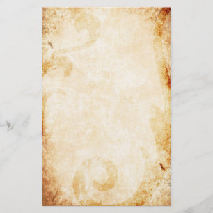Worn Parchment with Floral Flourish Stationery