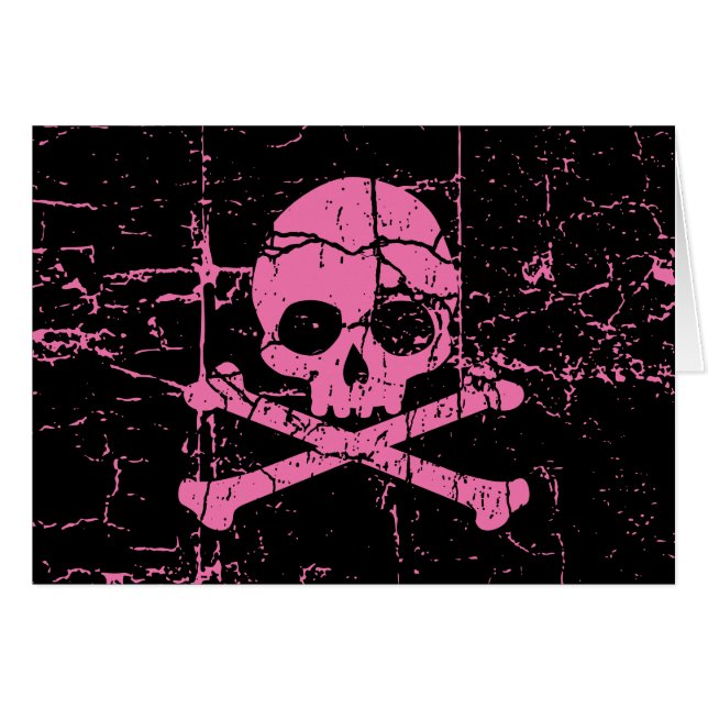 Worn Pink Skull and Crossbones (Front Horizontal)