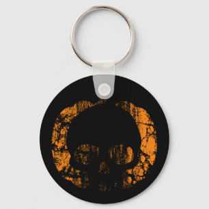 Worn Pumpkin Skull Key Ring