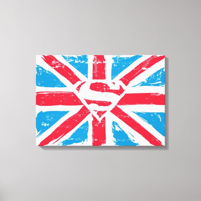 Worn S-Shield Over Flag Canvas Print (Front)