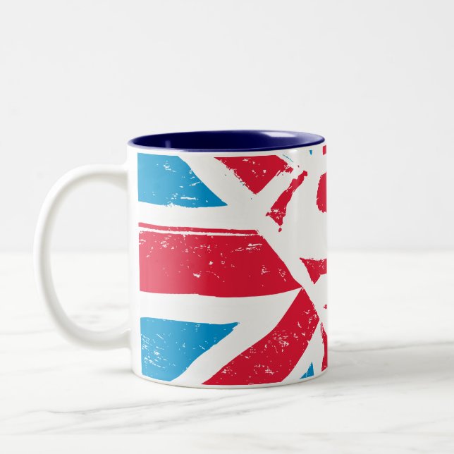 Worn S-Shield Over Flag Two-Tone Coffee Mug (Left)